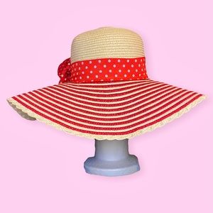 Red Stripes Wide Brim Vintage Floppy Hat